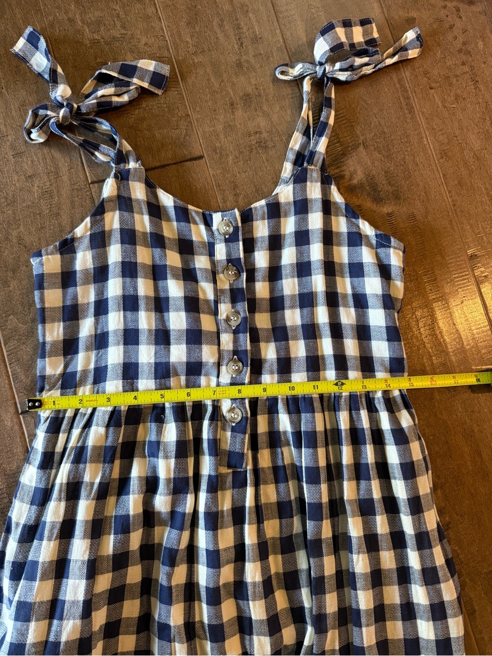Little Cottonwood Magnolia Gingham Tie-Shoulder Midi Dress - Navy & White XS - Picture 10 of 13